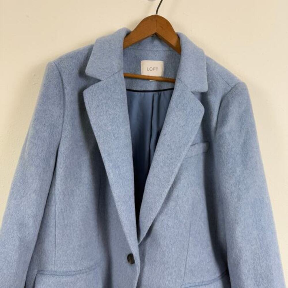 Loft Women Wool Blend Coat Size XL Blue Preppy Minimalist Warm Winter Academia - Picture 2 of 7
